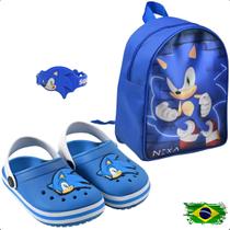 Kit Babuche Infantil Sonic Com Mochila Escolar Nexa Original Masculino Kit Babuche Infantil Sonic Com Mochila Escolar Nexa Original Masculino
