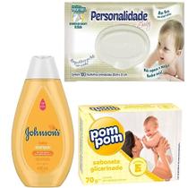 Kit Baby Banho para seu Bebê Shampoo + Lencinho + Sabonete