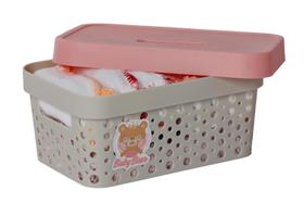 Kit Baby Bear Menina Cesto Roupa Cesto Organizador e Lixeira