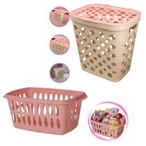 Kit Baby Bebe Infantil Menina Cesto Roupa 30l E Cesto 21l