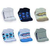 Kit baby feliz 6 pares de meia masculino e feminino algodão lindas 6-12 meses