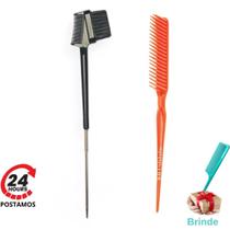 Kit Baby Hair 3 em 1 Ponta Aço Fina Escovinha Sobrancelha, Pente 3 fileiras Fitagem Mechas