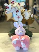 Kit Baby Manta/Bichinho Pelucia Microfibra .Coelho Rosa
