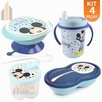 Kit Baby Mickey Tigela com Ventosa Dosador Pote Papinha Caneca Disney
