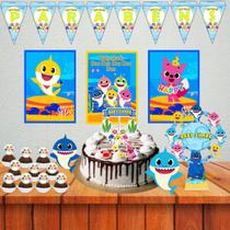 Kit Baby Shark decoração aniversario festa em casa infantil - DBM Kids
