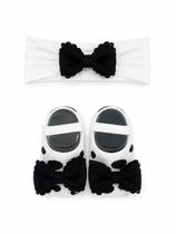 Kit Baby6 1 Tiara + 1 Sapatilha Preto C/ Branco