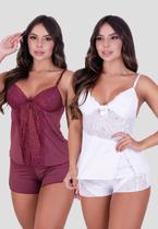 Kit Babydoll Básico + Babydoll Detalhes Em Renda