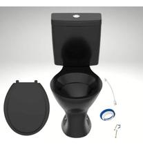 Kit bacia c/ cx acoplada saveiro preto c/ assento e kit instaçao Kit bacia c/ cx acoplada saveiro preto c/ assento e kit instaçao