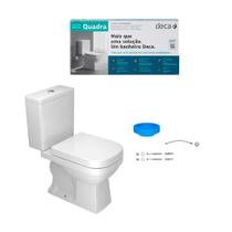 Kit Bacia Caixa 3/6 Lts+compl Instalacao+assento Plastico Slow Close Quadra Branco - Deca