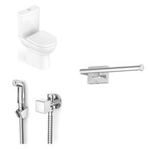 Kit Bacia com Caixa Acoplada e Assento e Ducha Higiênica com Derivação e Papeleira Celite
