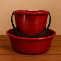 kit Bacia e Balde Vermelho Resistente limpeza balde de 7'litros e bacia de 6,5 litros alça plastico kit Bacia e Balde Vermelho Resistente limpeza balde de 7'litros e bacia de 6,5 litros alça plastico