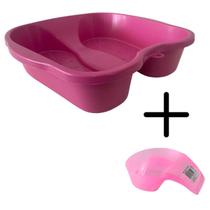 Kit Bacia e Pote Rosa Pedicure e Manicure Podologia Limpeza Relaxamento Pés, Mãos e Unhas