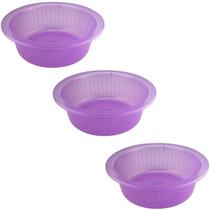 Kit Bacia Multiuso Canelada de Plástico 2,5 litros Média Roxa 3 peças Kit Bacia Multiuso Canelada de Plástico 2,5 litros Média Roxa 3 peças