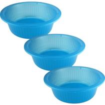 Kit Bacia Multiuso Canelada de Plástico 4,5 litros Grande Azul 3 peças Kit Bacia Multiuso Canelada de Plástico 4,5 litros Grande Azul 3 peças