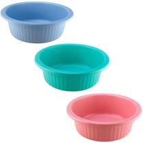 Kit Bacia Multiuso Canelada Reciclada de Plástico 1,2 litro Pequena Coloridas