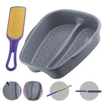 Kit Bacia para Pés + Lixa Anatômica Dupla face Pedicure Salão de Beleza Multiuso Relaxamento Dompel
