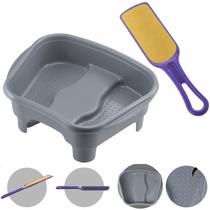 Kit Bacia para Pés Pedestal + Lixa Dupla face Pedicure Salão de Beleza Multiuso Relaxamento Dompel