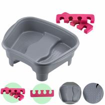 Kit Bacia para Pés Pedestal + Separador de Dedos EVA Pedicure Salão de Beleza Multiuso Dompel - Cinza Kit Bacia para Pés Pedestal + Separador de Dedos EVA Pedicure Salão de Beleza Multiuso Dompel - Cinza