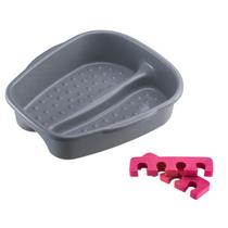 Kit Bacia para Pés + Separador de Dedos Pedicure Salão de Beleza Multiuso Relaxamento Compact Dompel - Cinza