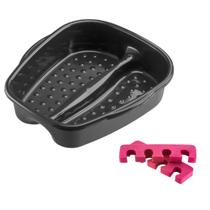 Kit Bacia para Pés + Separador de Dedos Pedicure Salão de Beleza Multiuso Relaxamento Compact Dompel - Preta