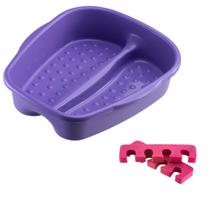 Kit Bacia para Pés + Separador de Dedos Pedicure Salão de Beleza Multiuso Relaxamento Compact Dompel - Roxa