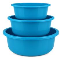 Kit Bacia Plástica Canelada C/3 Color Cozinha Empilháveis