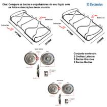 Kit bacias + grelhas para fogões electrolux 4 bocas 52 sxc