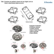 Kit bacias + grelhas para fogões tripla chama electrolux 5 bocas 76 srb