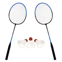 Kit Badminton 2 Raquetes + 3 Petecas + Bolsa Com Zíper