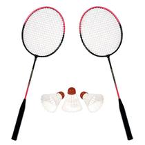 Kit Badminton 2 Raquetes + 3 Petecas + Bolsa Com Zíper - Art Sport