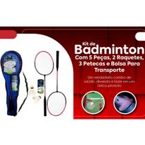 Kit Badminton 2 Raquetes + 3 Petecas C/ Bolsa 2024 - Art House