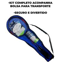 Kit Badminton 2 Raquetes + 3 Petecas Com Bolsa Envio Já
