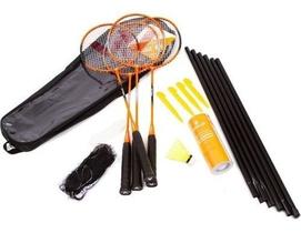 Kit Badminton 4 Raquetes Com 3 Petecas E Rede - Vollo Vb004