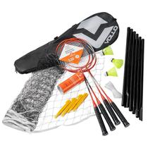 Kit Badminton 4 Raquetes E 3 Petecas + Rede e Suporte Vollo