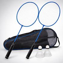 Kit Badminton com 2 Raquetes 2 Petecas e Bolsa