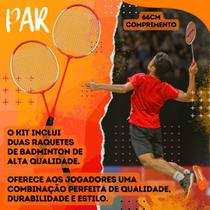 Kit Badminton Com 2 Raquetes + 3 Petecas + Bolsa Qualidade - LELONG