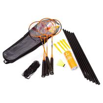 Kit Badminton com 4 Raquetes 3 Petecas e Rede Vollo