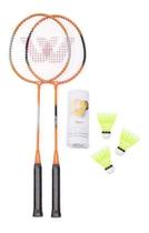 Kit Badminton Completo 2 Raquetes 3 Petecas Bolsa Raqueteira