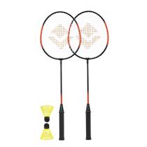 Kit Badminton Completo 2 Raquetes E 2 Petecas Nylon Vollo Kit Badminton Completo 2 Raquetes E 2 Petecas Nylon Vollo