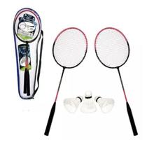 Kit Badminton Completo Com 2 Raquetes + 3 Petecas + Bolsa - Art Sports