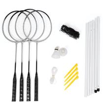 Kit Badminton Hyper Lazer Completo com 04 Raquetes 02 Petecas Rede e Postes - Hyper Sport