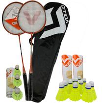 Kit Badminton Iniciante 2 Raquetes e 3 Petecas VB002 Vollo Sports + 12 Petecas Extras