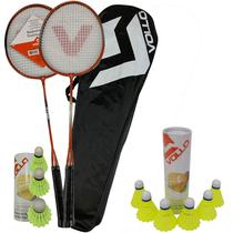 Kit Badminton Iniciante 2 Raquetes e 3 Petecas VB002 Vollo Sports + 6 Petecas Extras