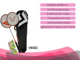 Kit Badminton Iniciante Raquetes Petecas e Bolsa VB002 Vollo