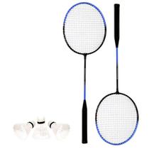 Kit Badminton Raquete e Peteca Azul Art Sport