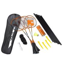 Kit Badminton Vollo 4 Raquetes - unissex - laranja e preto