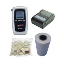 Kit Bafômetro Digital Etilômetro Alarme Bluetooth Bfd-60 Mini Impressora Térmica Pr-200 C/ 5 Rolos Papel 110 Bocais