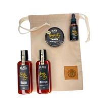 Kit + Bag Artesanal Exclusiva Com Shampoo + Condicionador + Balm + Óleo Black Barts