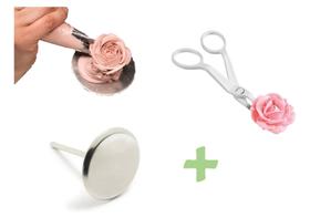 Kit Bailarina De Mão Inox + Tesoura Confeitaria Plástico