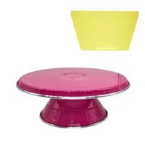 Kit Bailarina Giratória N30 Confeitar Bolos Rosa Pink Espátula Raspadora e Alisadora de Bolos N1